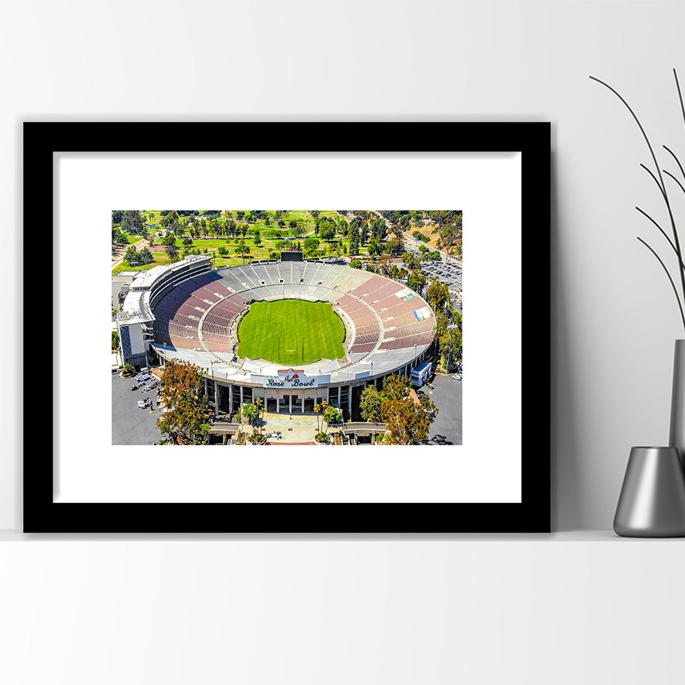 Rose Bowl, Stadium Canvas, Sport Art, Gift for him, White Border Framed Art Print Wall Decor