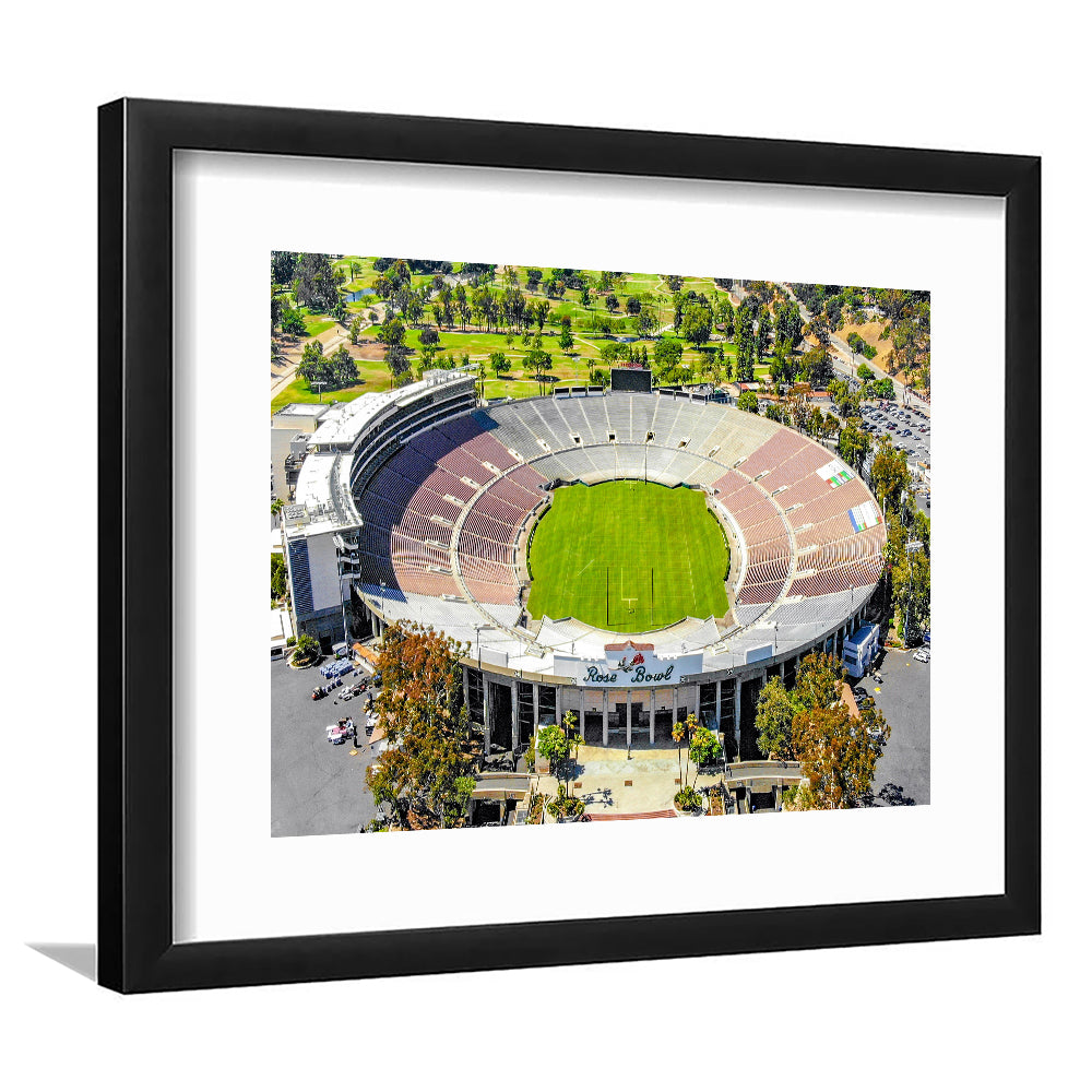 Rose Bowl, Stadium Canvas, Sport Art, Gift for him, White Border Framed Art Print Wall Decor