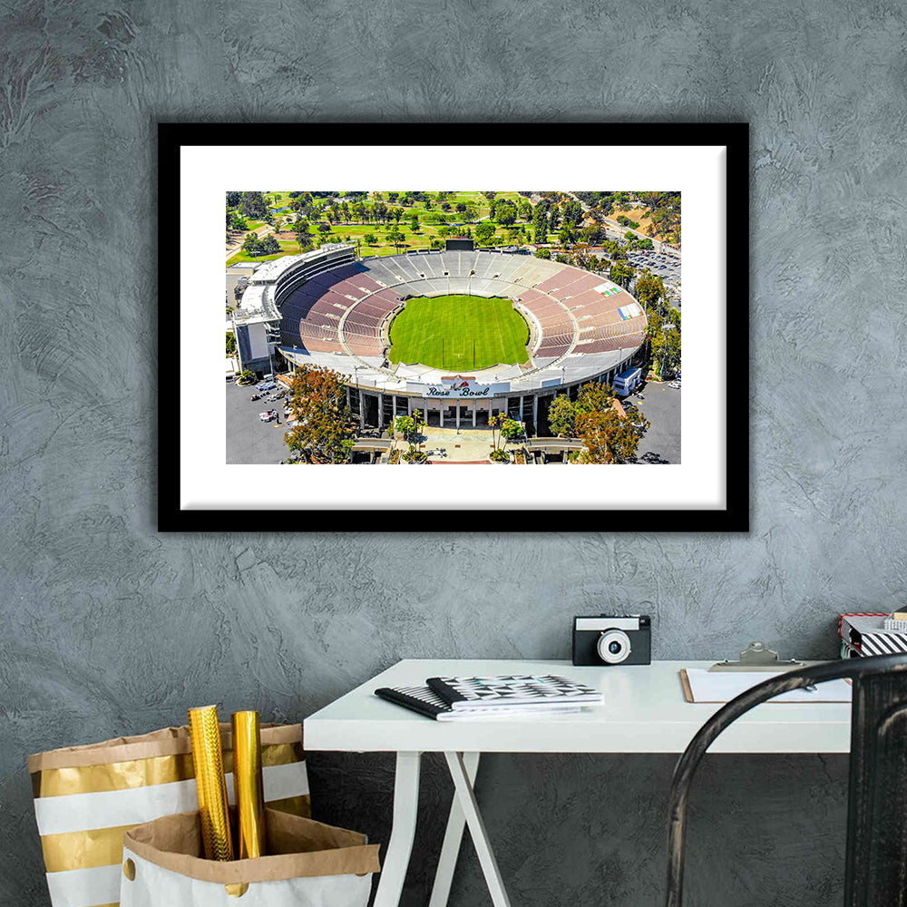 Rose Bowl, Stadium Canvas, Sport Art, Gift for him, White Border Framed Art Print Wall Decor
