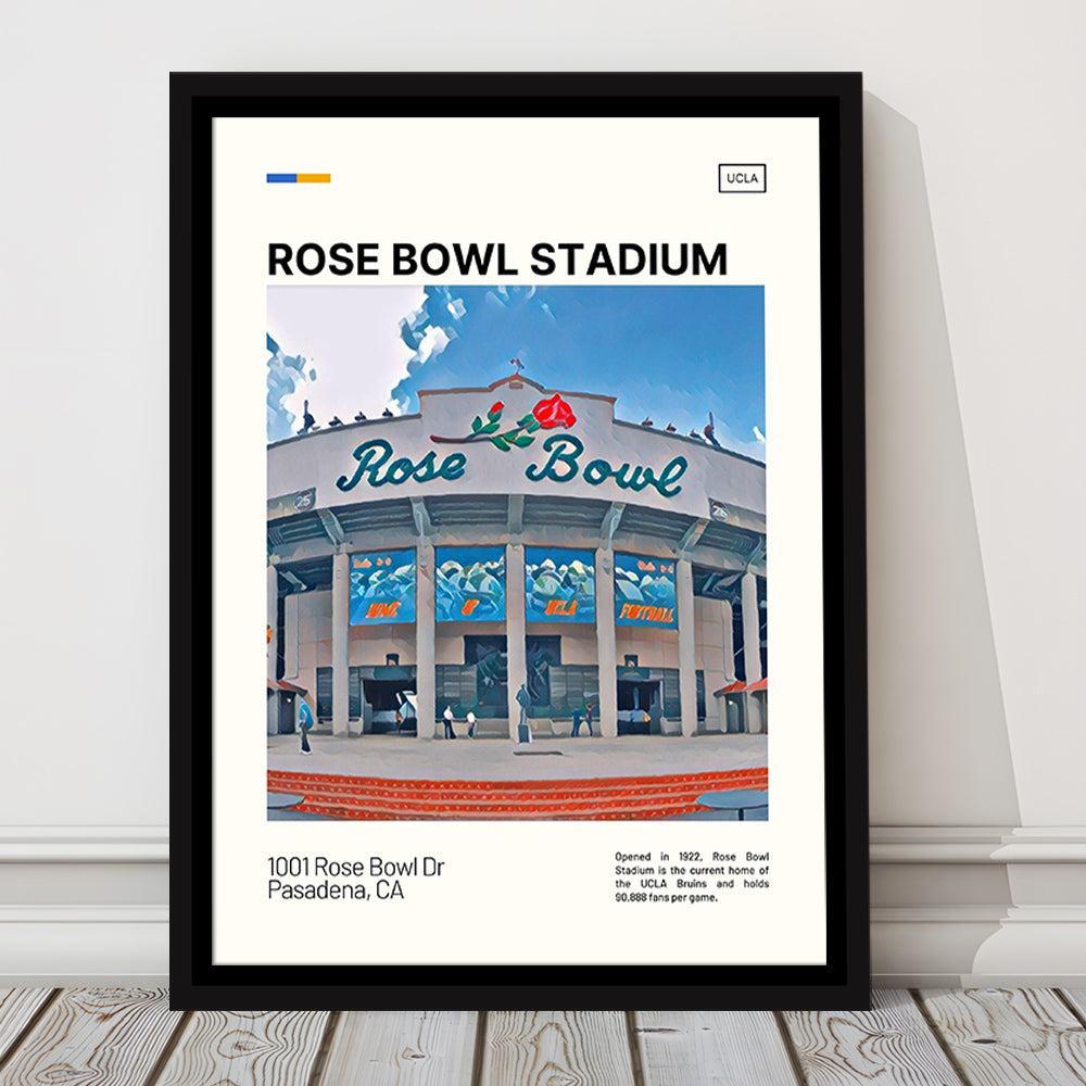 Rose Bowl Stadium Print, UCLA Bruins Stadium Canvas Art, Man Cave Gift, Floating Framed Canvas Print Wall Art