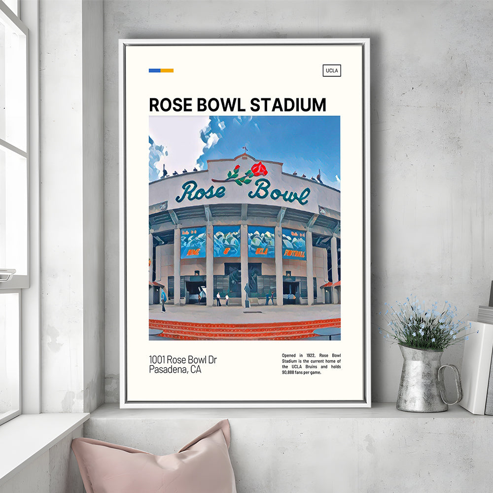 Rose Bowl Stadium Print, UCLA Bruins Stadium Canvas Art, Man Cave Gift, Floating Framed Canvas Print Wall Art