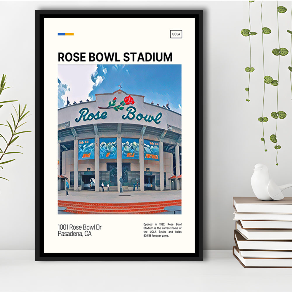 Rose Bowl Stadium Print, UCLA Bruins Stadium Canvas Art, Man Cave Gift, Floating Framed Canvas Print Wall Art