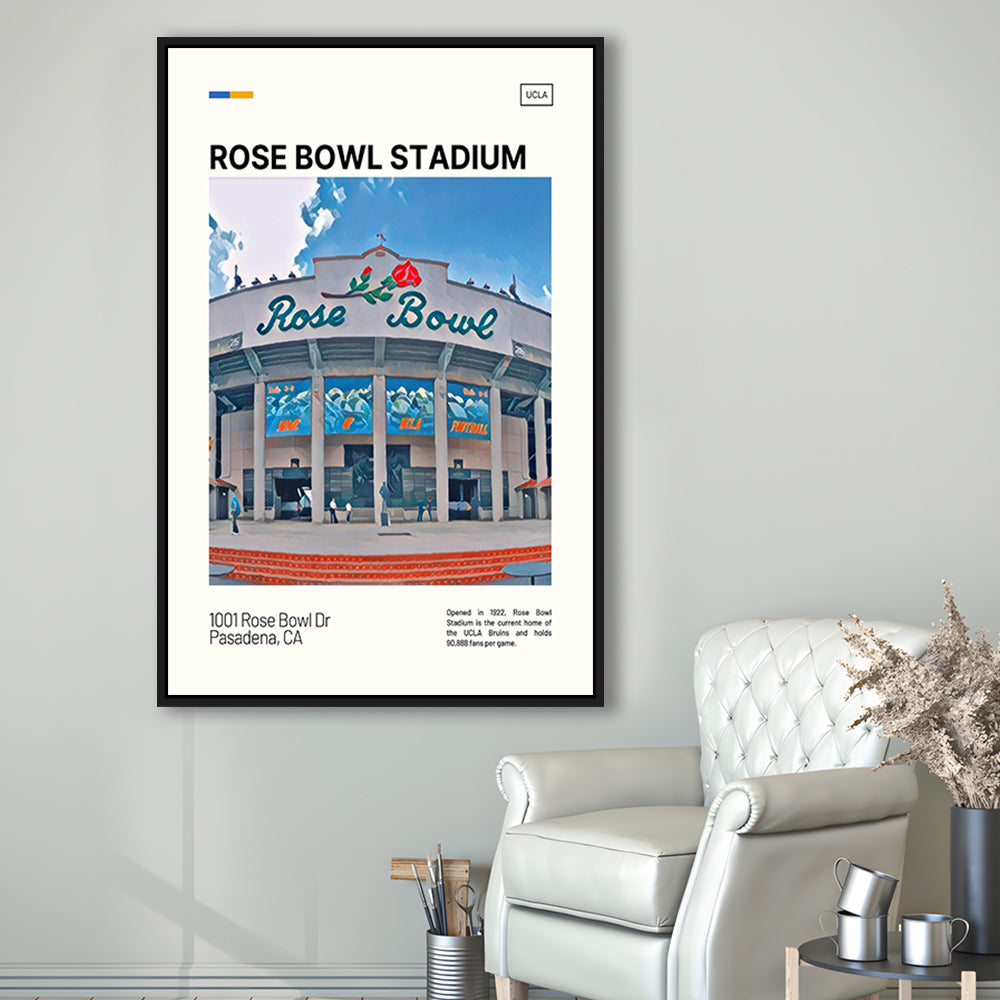 Rose Bowl Stadium Print, UCLA Bruins Stadium Canvas Art, Man Cave Gift, Floating Framed Canvas Print Wall Art