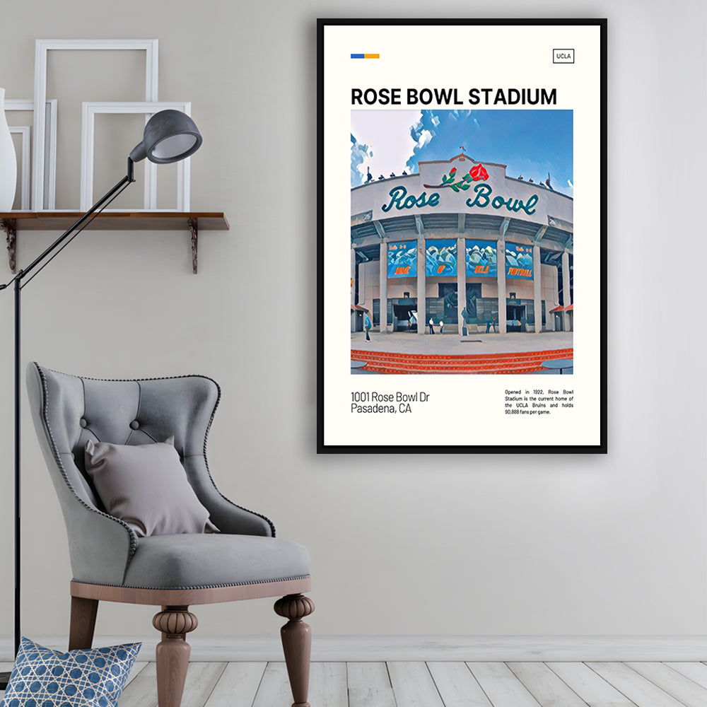 Rose Bowl Stadium Print, UCLA Bruins Stadium Canvas Art, Man Cave Gift, Floating Framed Canvas Print Wall Art