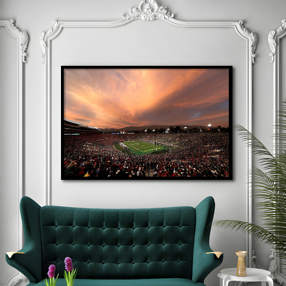 Rose Bowl in California, Stadium Canvas, Sport Art, Gift for him, Framed Art Print Wall Decor, Picture Framed