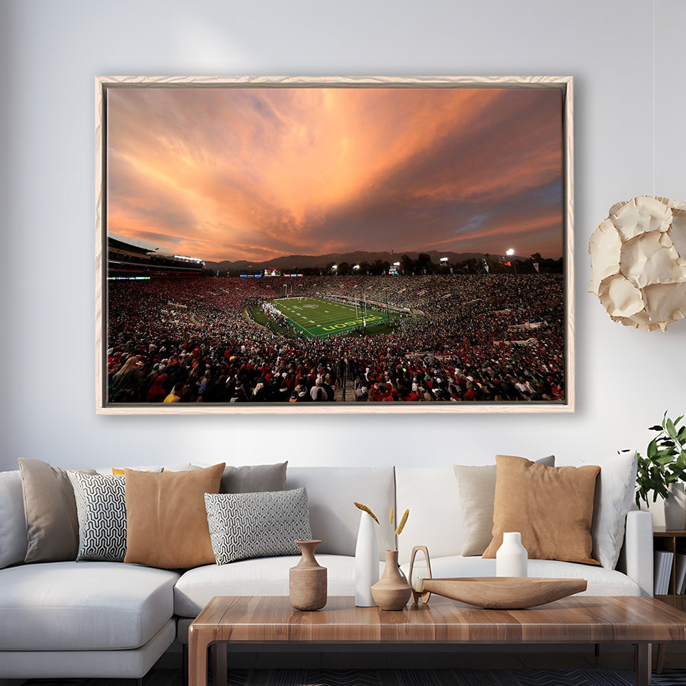 Rose Bowl in California, Stadium Canvas, Sport Art, Framed Canvas Print Wall Art, Floating Frame