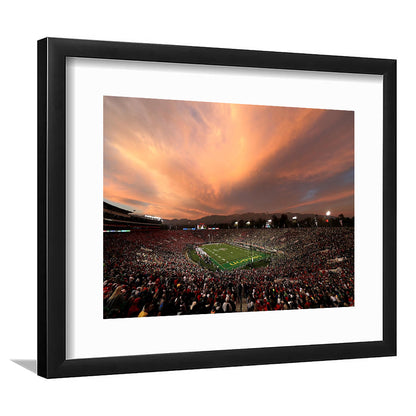 Rose Bowl in California, Stadium Canvas, Sport Art, Gift for him, White Border Framed Art Print Wall Decor