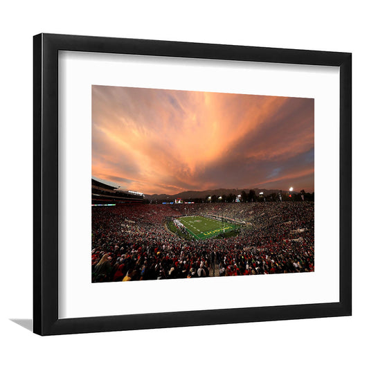 Rose Bowl in California, Stadium Canvas, Sport Art, Gift for him, White Border Framed Art Print Wall Decor