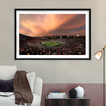 Rose Bowl in California, Stadium Canvas, Sport Art, Gift for him, White Border Framed Art Print Wall Decor
