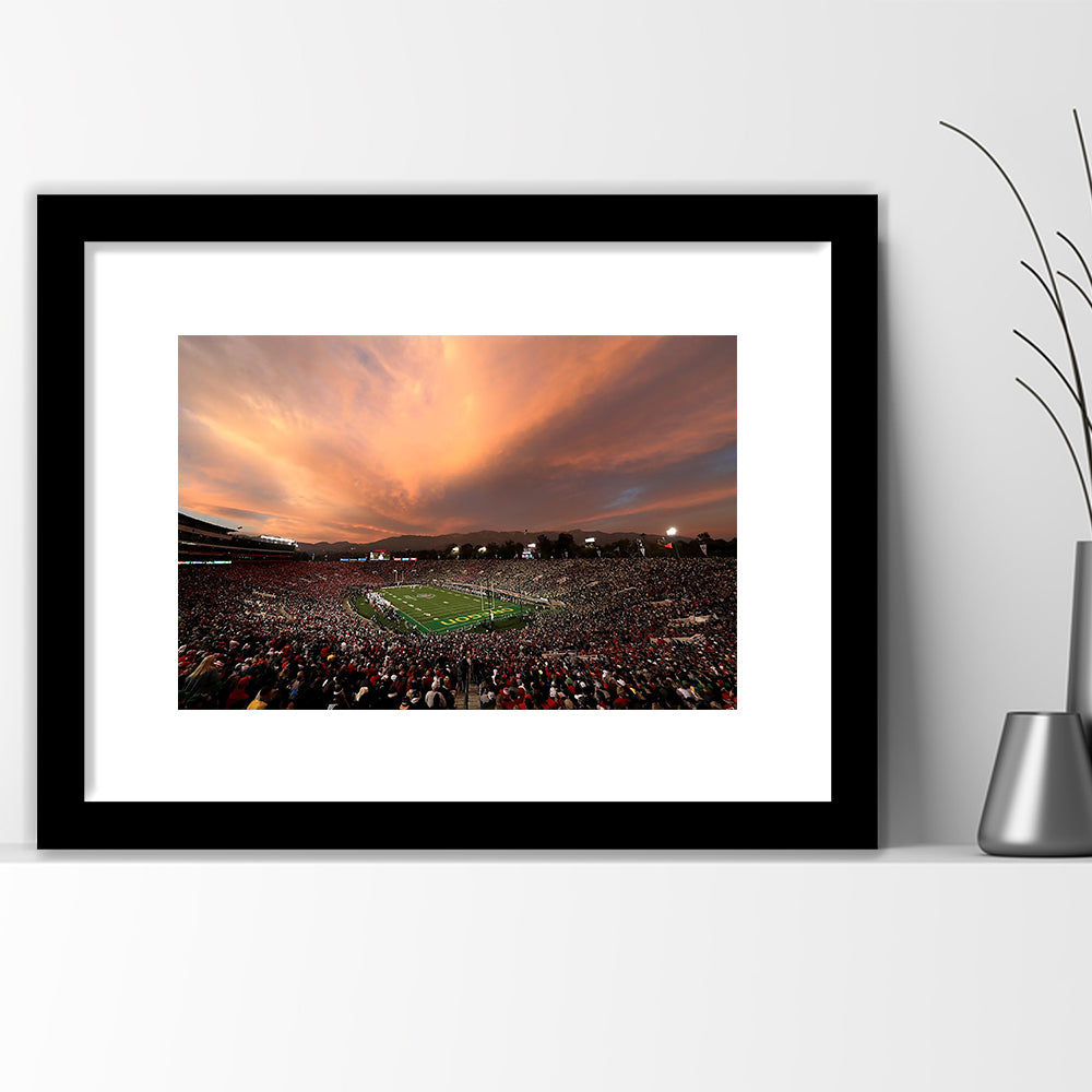 Rose Bowl in California, Stadium Canvas, Sport Art, Gift for him, White Border Framed Art Print Wall Decor