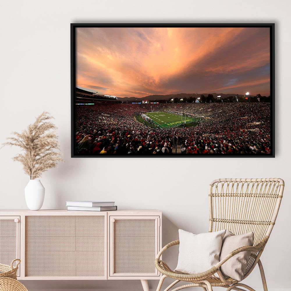 Rose Bowl in California, Stadium Canvas, Sport Art, Framed Canvas Print Wall Art, Floating Frame