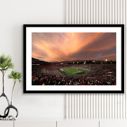Rose Bowl in California, Stadium Canvas, Sport Art, Gift for him, White Border Framed Art Print Wall Decor