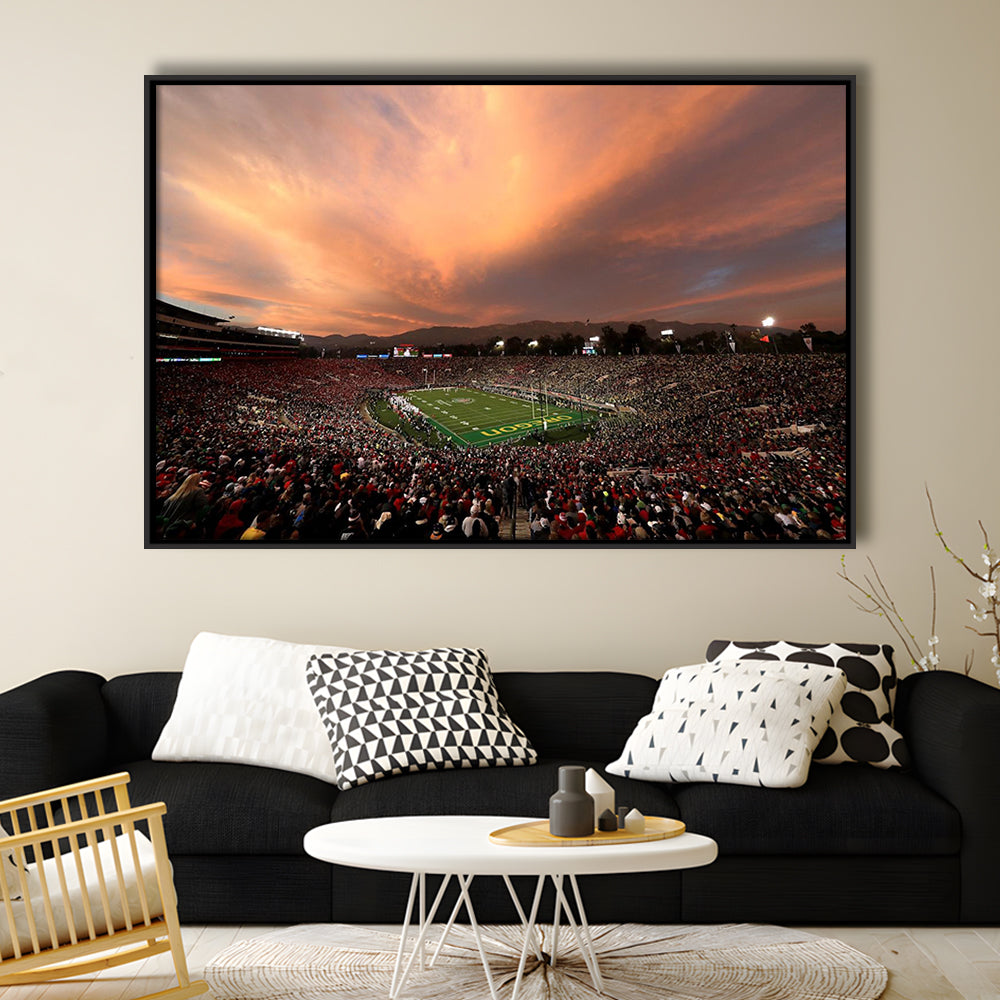 Rose Bowl in California, Stadium Canvas, Sport Art, Framed Canvas Print Wall Art, Floating Frame