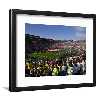 Rose Bowl in Pasadena California, Stadium Canvas, Sport Art, Gift for him, White Border Framed Art Print Wall Decor