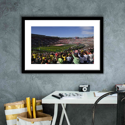Rose Bowl in Pasadena California, Stadium Canvas, Sport Art, Gift for him, White Border Framed Art Print Wall Decor