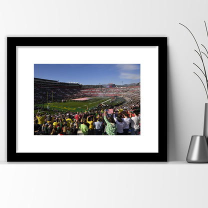 Rose Bowl in Pasadena California, Stadium Canvas, Sport Art, Gift for him, White Border Framed Art Print Wall Decor