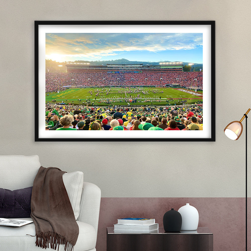 Rose Bowl in Pasadena, Stadium Canvas, Sport Art, Gift for him, White Border Framed Art Print Wall Decor