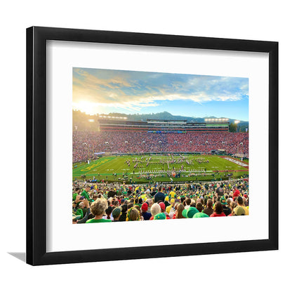 Rose Bowl in Pasadena, Stadium Canvas, Sport Art, Gift for him, White Border Framed Art Print Wall Decor