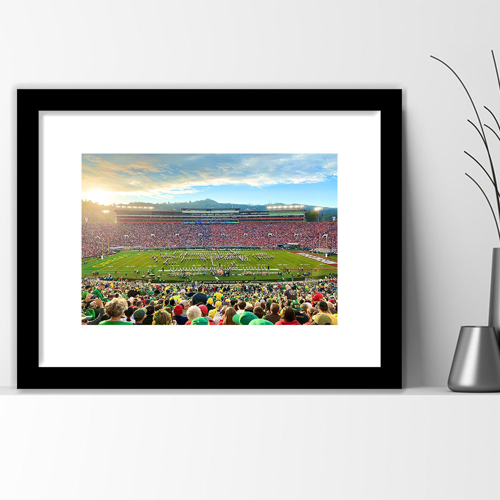 Rose Bowl in Pasadena, Stadium Canvas, Sport Art, Gift for him, White Border Framed Art Print Wall Decor