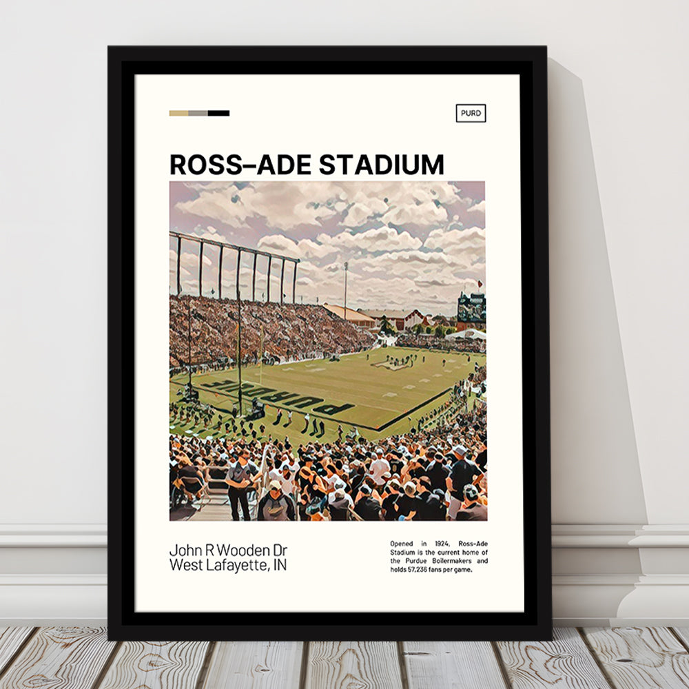 Ross Ade Stadium Print, Purdue Boilermakers Stadium Canvas Art, Man Cave Gift, Floating Framed Canvas Print Wall Art