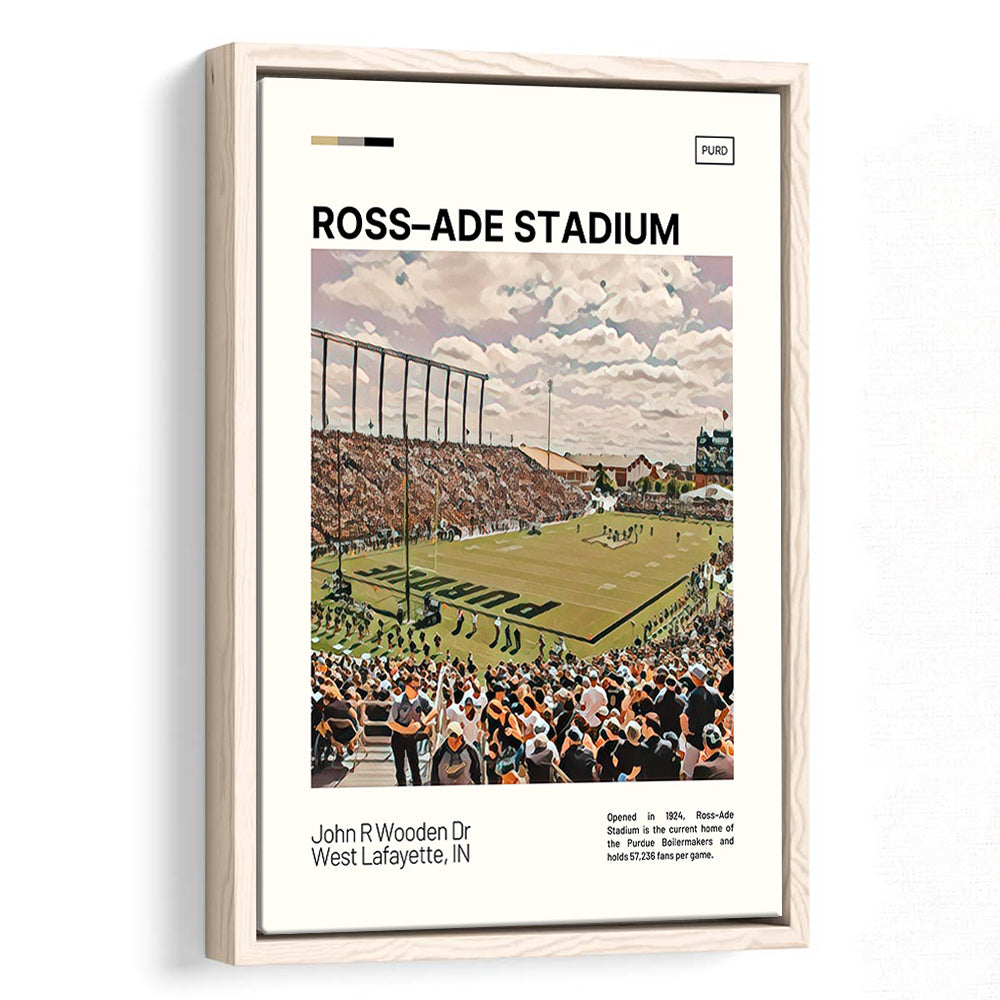 Ross Ade Stadium Print, Purdue Boilermakers Stadium Canvas Art, Man Cave Gift, Floating Framed Canvas Print Wall Art