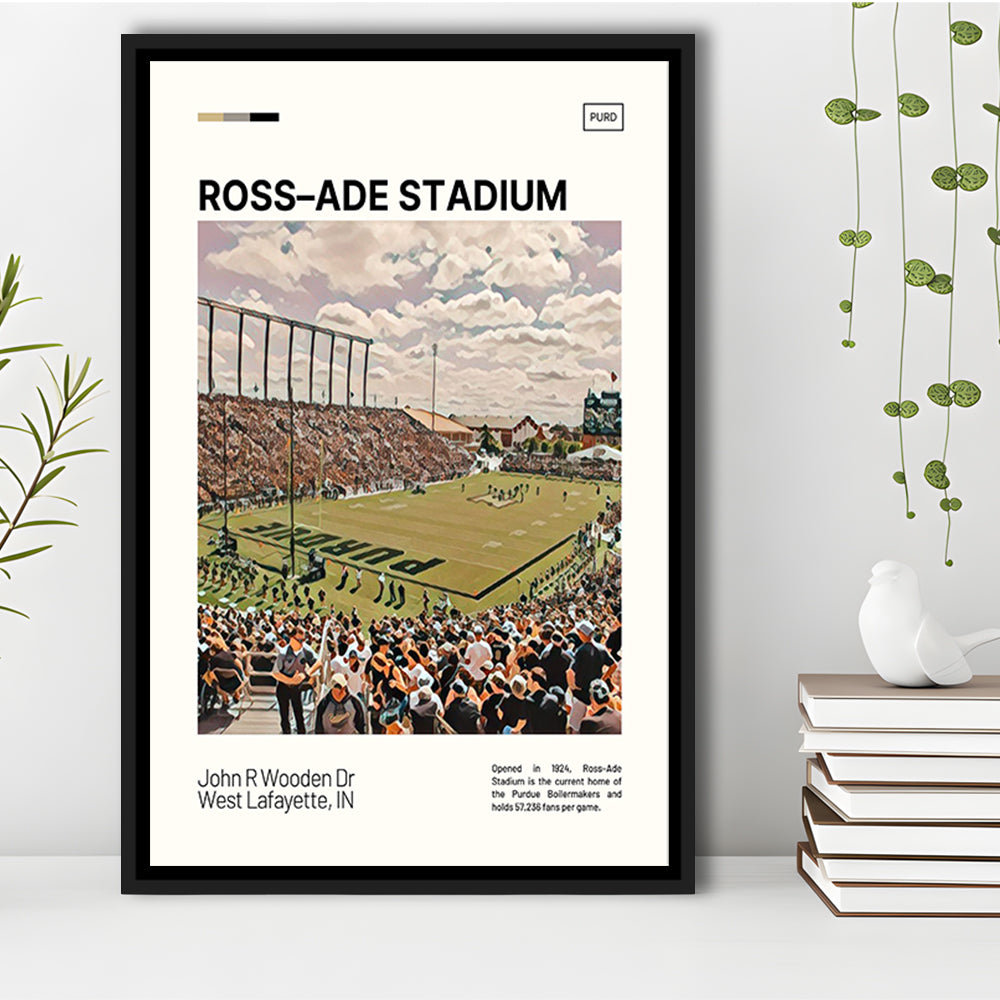 Ross Ade Stadium Print, Purdue Boilermakers Stadium Canvas Art, Man Cave Gift, Floating Framed Canvas Print Wall Art