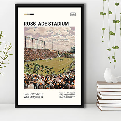 Ross Ade Stadium Print, Purdue Boilermakers Stadium Canvas Art, Man Cave Gift, Floating Framed Canvas Print Wall Art
