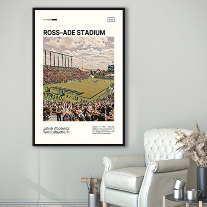 Ross Ade Stadium Print, Purdue Boilermakers Stadium Canvas Art, Man Cave Gift, Floating Framed Canvas Print Wall Art