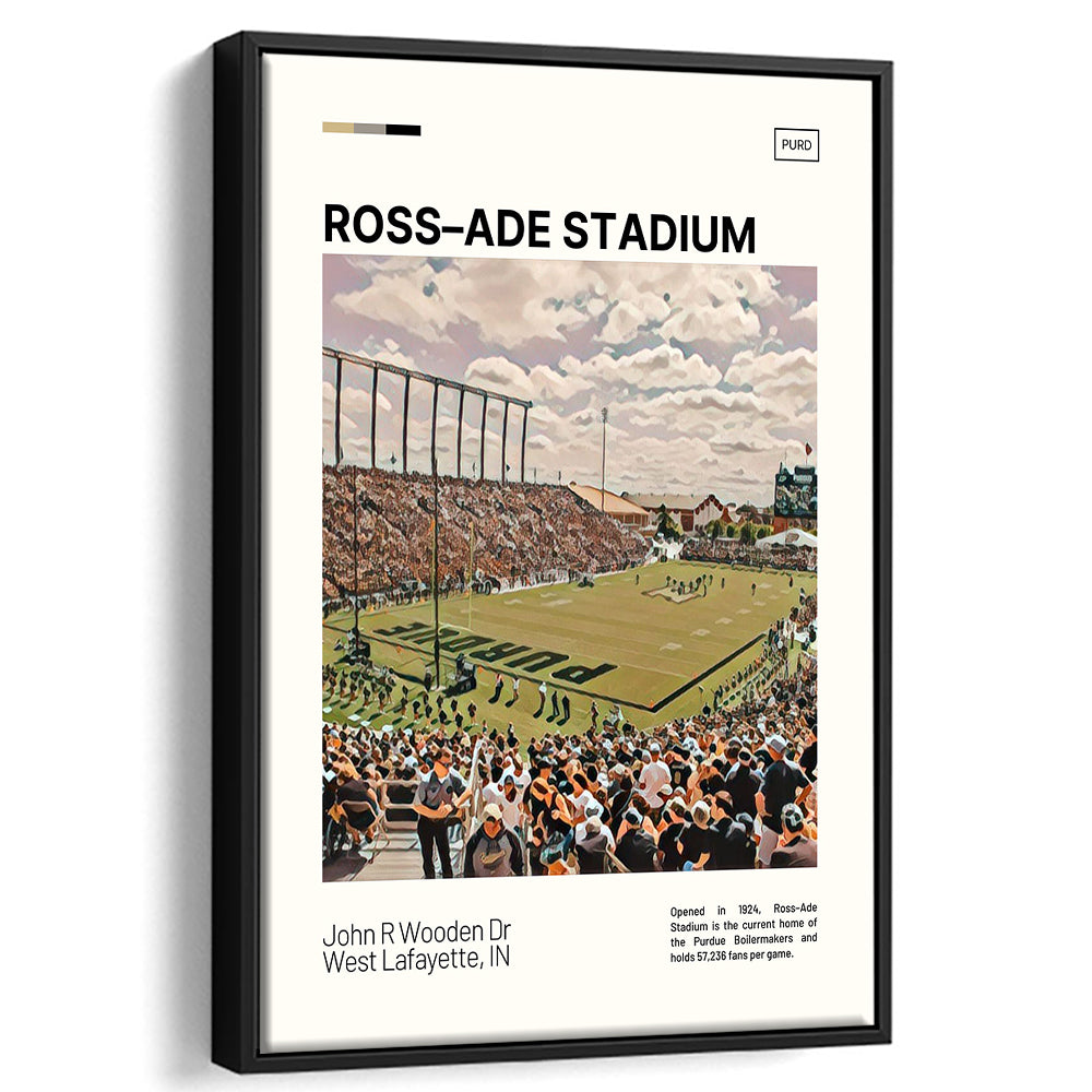 Ross Ade Stadium Print, Purdue Boilermakers Stadium Canvas Art, Man Cave Gift, Floating Framed Canvas Print Wall Art