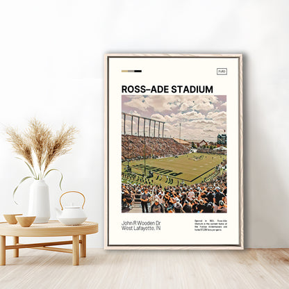 Ross Ade Stadium Print, Purdue Boilermakers Stadium Canvas Art, Man Cave Gift, Floating Framed Canvas Print Wall Art