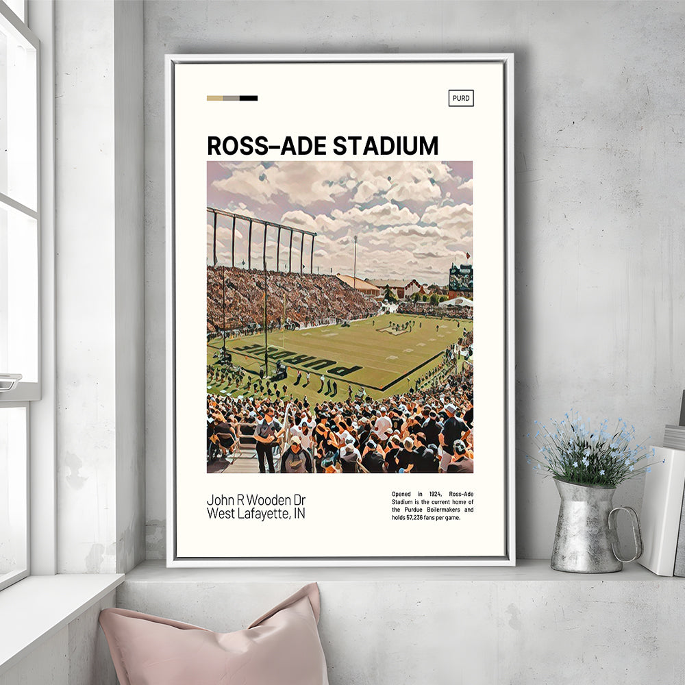 Ross Ade Stadium Print, Purdue Boilermakers Stadium Canvas Art, Man Cave Gift, Floating Framed Canvas Print Wall Art
