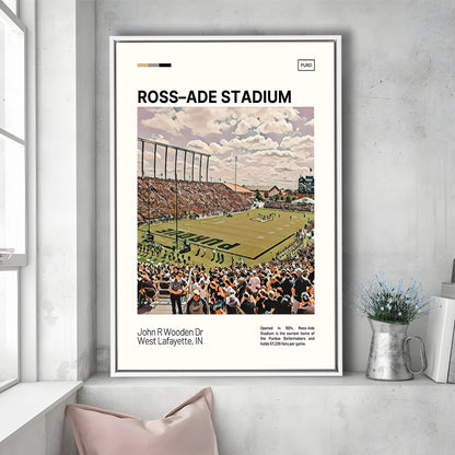 Ross Ade Stadium Print, Purdue Boilermakers Stadium Canvas Art, Man Cave Gift, Floating Framed Canvas Print Wall Art