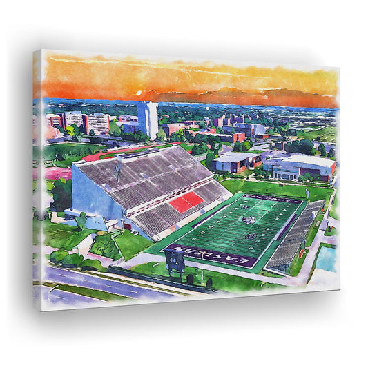 Roy Kidd Painting Stadium Watercolor, Richmond Kentucky Watercolor, Sport Art, Gifts for him, Canvas Print Wall Art