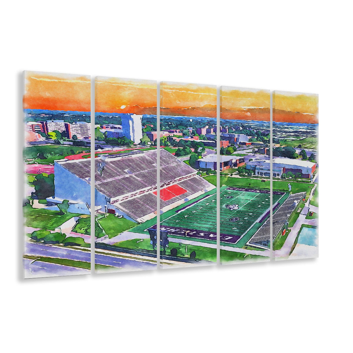 Roy Kidd Painting Stadium Watercolor, Richmond Kentucky Watercolor, Sport Art, Extra Large Canvas Print Wall Art