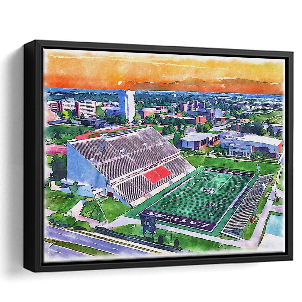 Roy Kidd Painting Stadium Watercolor, Richmond Kentucky Watercolor, Sport Gift Art, Framed Canvas Print Wall Art