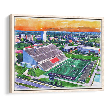 Roy Kidd Painting Stadium Watercolor, Richmond Kentucky Watercolor, Sport Gift Art, Framed Canvas Print Wall Art