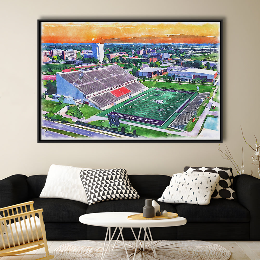 Roy Kidd Painting Stadium Watercolor, Richmond Kentucky Watercolor, Sport Gift Art, Framed Canvas Print Wall Art