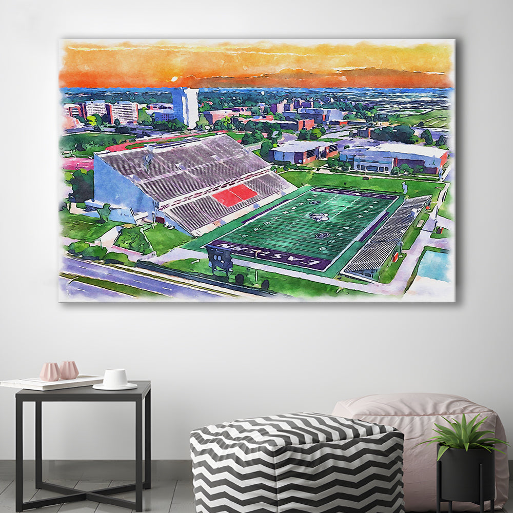 Roy Kidd Painting Stadium Watercolor, Richmond Kentucky Watercolor, Sport Art, Gifts for him, Canvas Print Wall Art