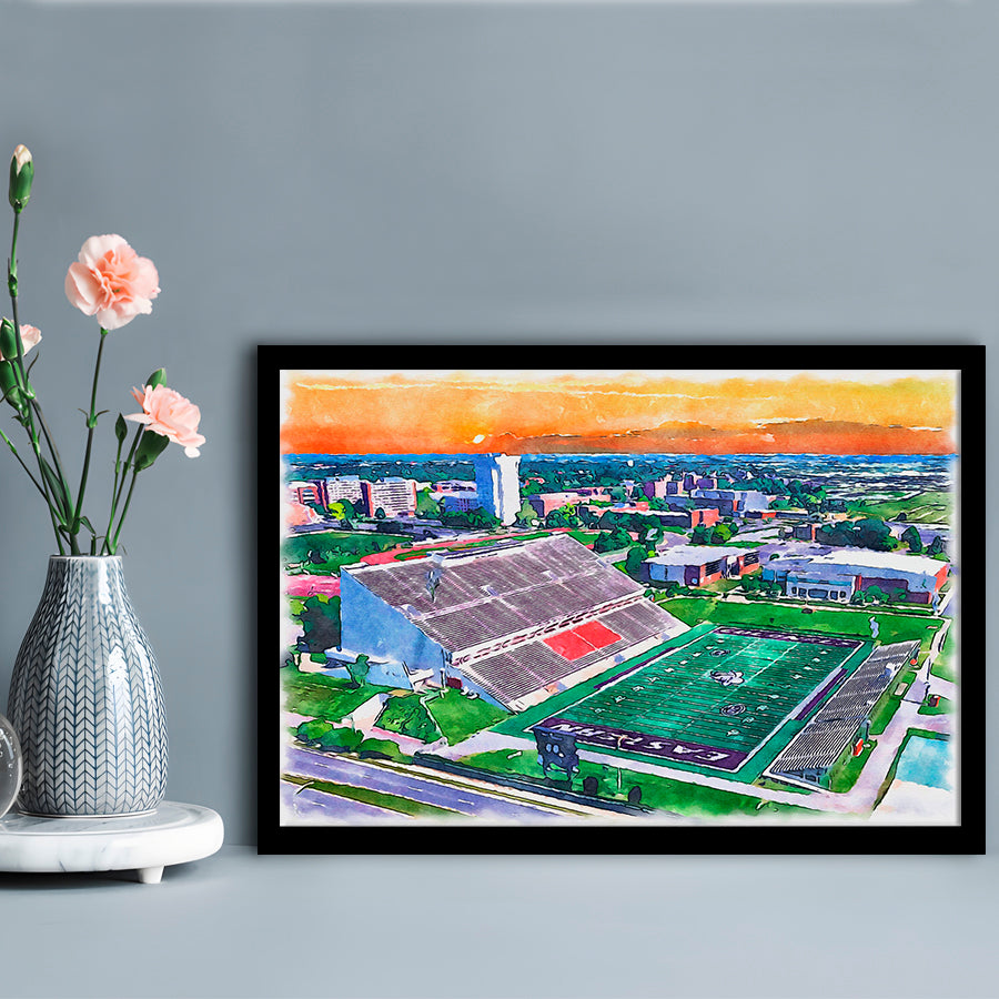 Roy Kidd Painting Stadium Watercolor, Richmond Kentucky Watercolor, Sport Gift Art, Framed Art Print Wall Decor
