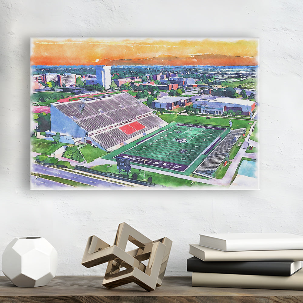 Roy Kidd Painting Stadium Watercolor, Richmond Kentucky Watercolor, Sport Art, Gifts for him, Canvas Print Wall Art