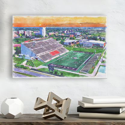Roy Kidd Painting Stadium Watercolor, Richmond Kentucky Watercolor, Sport Art, Gifts for him, Canvas Print Wall Art