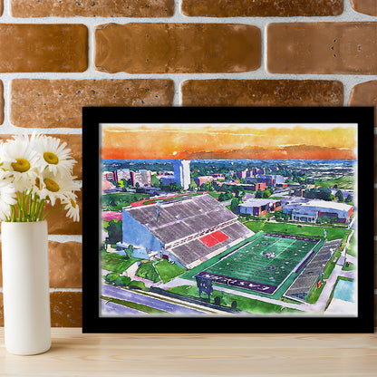 Roy Kidd Painting Stadium Watercolor, Richmond Kentucky Watercolor, Sport Gift Art, Framed Art Print Wall Decor