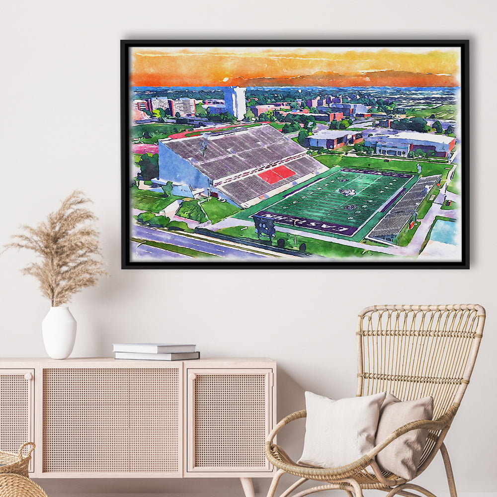 Roy Kidd Painting Stadium Watercolor, Richmond Kentucky Watercolor, Sport Gift Art, Framed Canvas Print Wall Art
