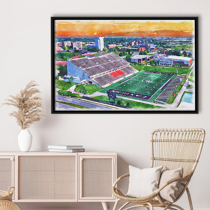 Roy Kidd Painting Stadium Watercolor, Richmond Kentucky Watercolor, Sport Gift Art, Framed Canvas Print Wall Art