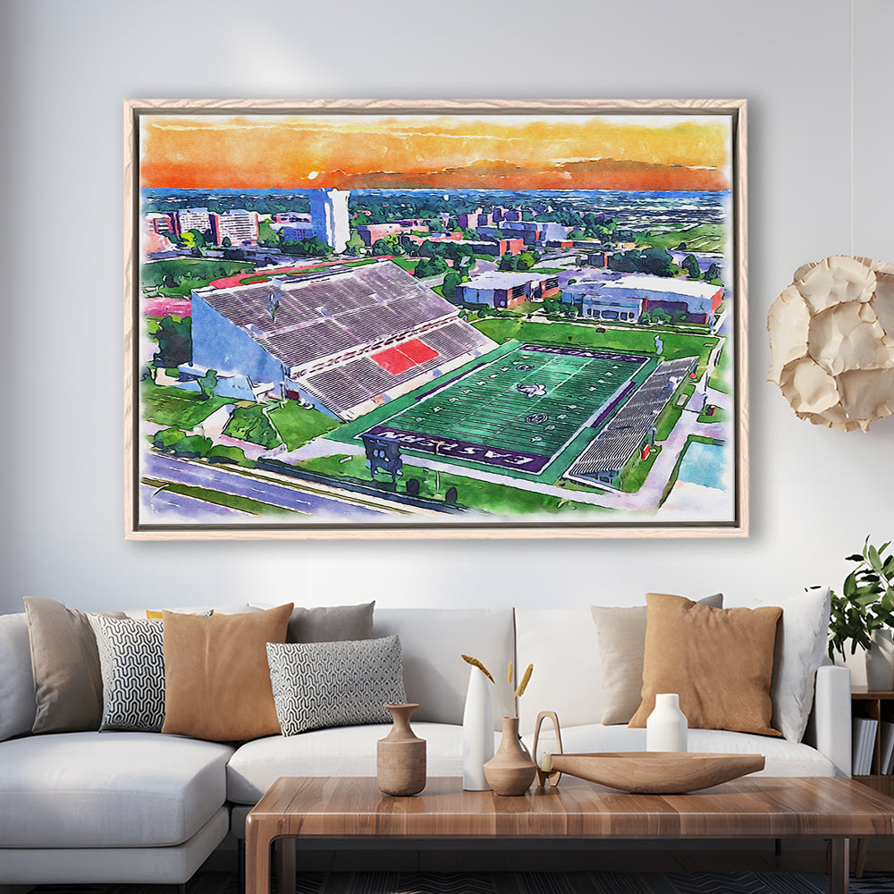 Roy Kidd Painting Stadium Watercolor, Richmond Kentucky Watercolor, Sport Gift Art, Framed Canvas Print Wall Art