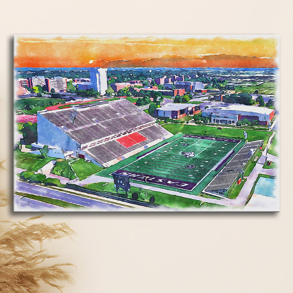 Roy Kidd Painting Stadium Watercolor, Richmond Kentucky Watercolor, Sport Art, Gifts for him, Canvas Print Wall Art