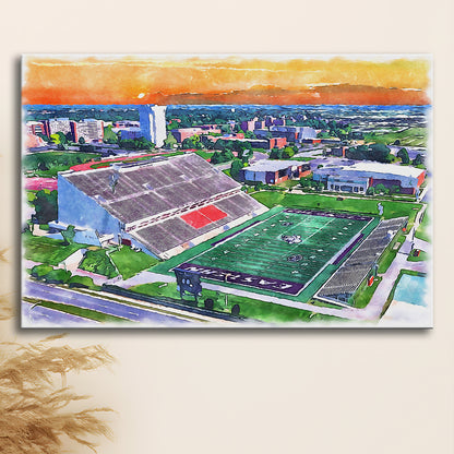 Roy Kidd Painting Stadium Watercolor, Richmond Kentucky Watercolor, Sport Art, Gifts for him, Canvas Print Wall Art