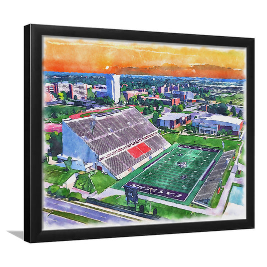 Roy Kidd Painting Stadium Watercolor, Richmond Kentucky Watercolor, Sport Gift Art, Framed Art Print Wall Decor