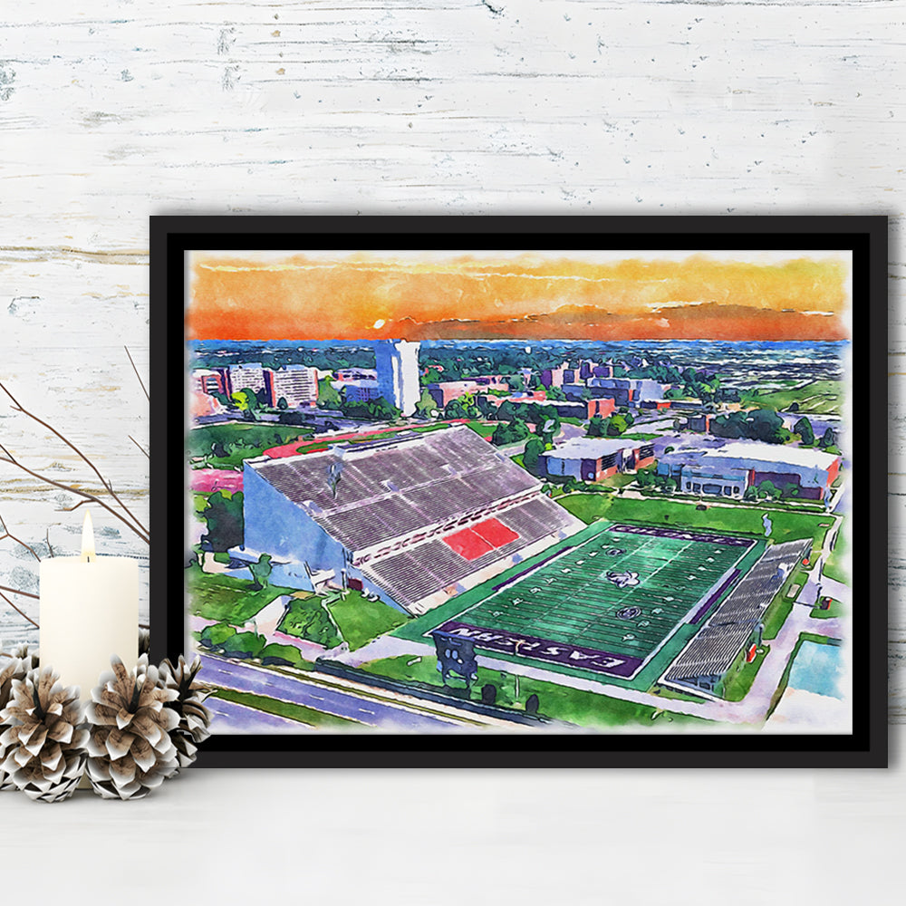Roy Kidd Painting Stadium Watercolor, Richmond Kentucky Watercolor, Sport Gift Art, Framed Canvas Print Wall Art
