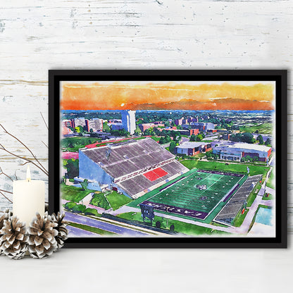 Roy Kidd Painting Stadium Watercolor, Richmond Kentucky Watercolor, Sport Gift Art, Framed Canvas Print Wall Art